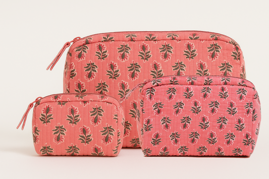 Pink Field Cosmetic Bag