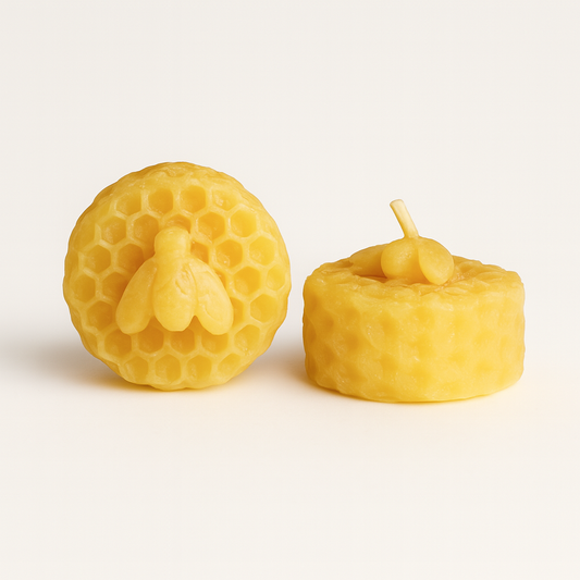 Honeycomb Beeswax Tealight Candles with Bee Embossed