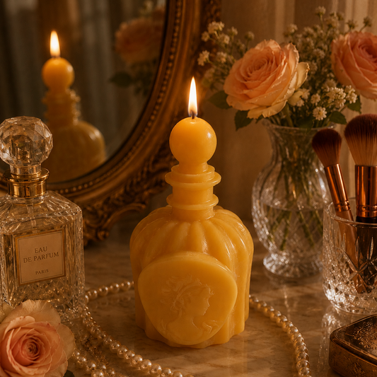 Vintage Perfume Bottle Beeswax Candle