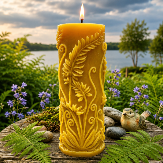 Fern Pillar Beeswax Candle
