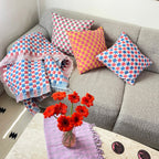 Sujani Pillow - Soft Blue Grey Checkered Pillow