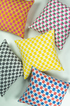 Sujani Pillow - Soft Blue Grey Checkered Pillow