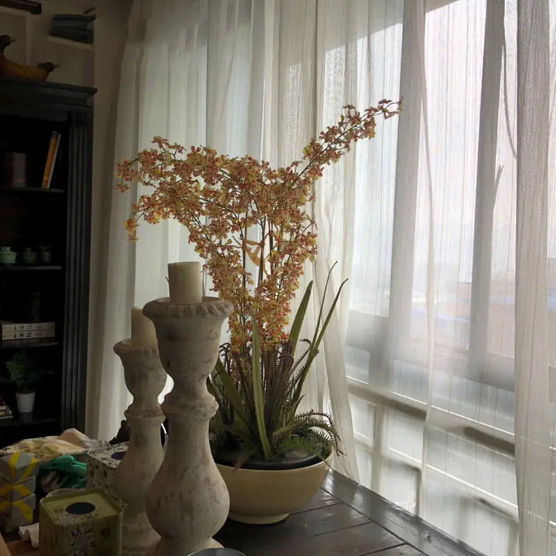 Japanese Nordic Cotton Linen Sheer Curtains for Balcony