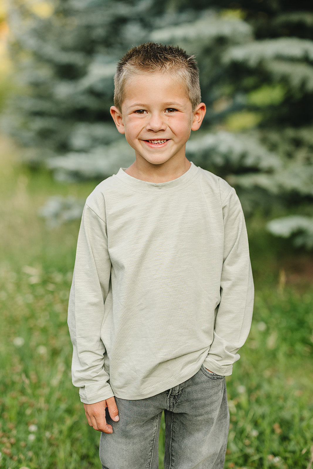 Sage Long Sleeve Cotton Tee - 95% Cotton