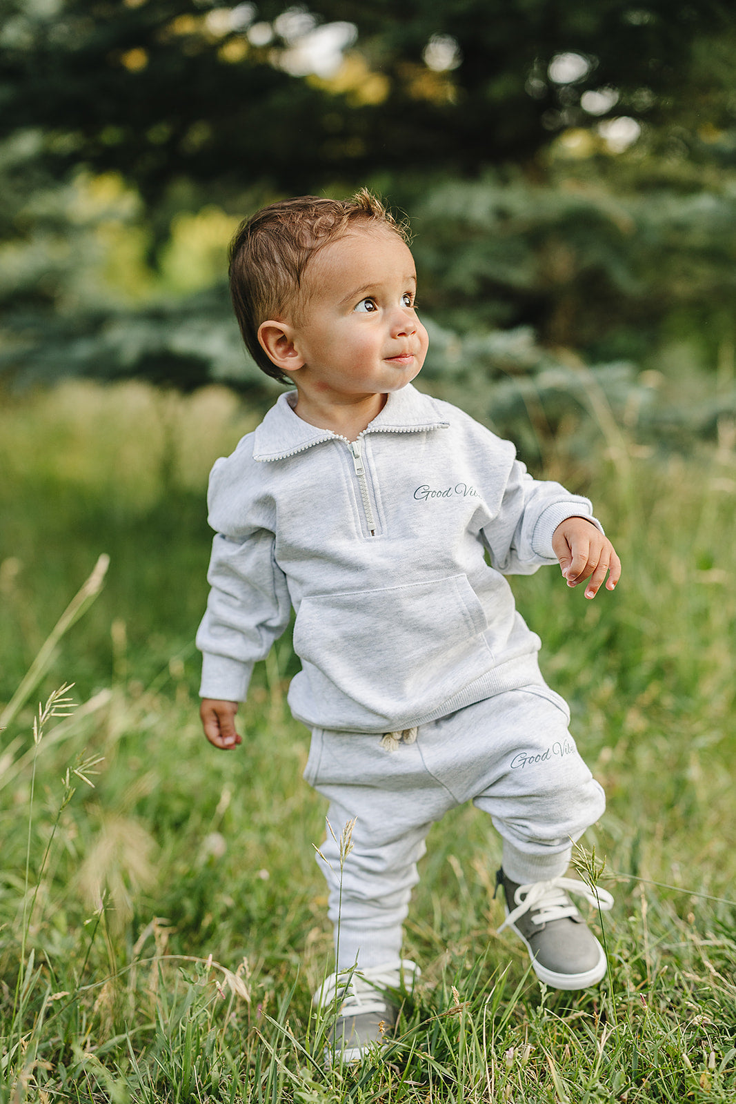 Good Vibes Quarter Zip French Terry Set - 95% Cotton