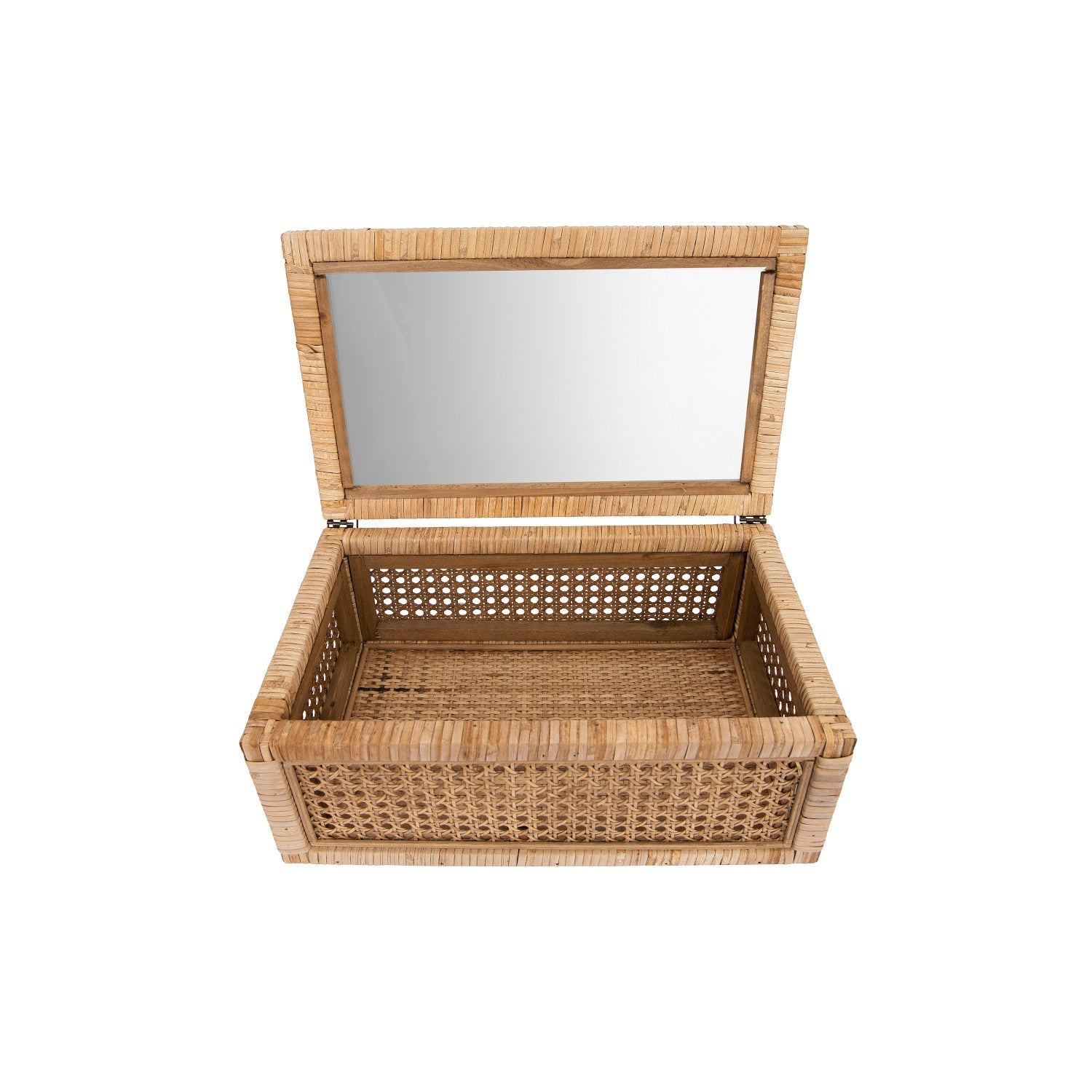 Woven Rattan Wood Display Boxes with Glass Lid | 2 Sizes