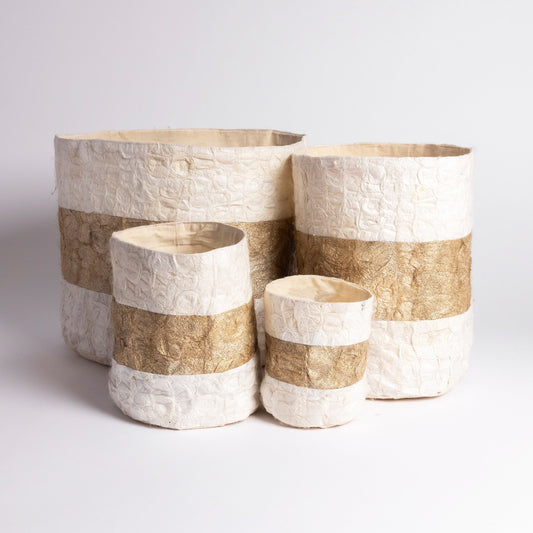 Natural Madagascar Silk Basket - Striped