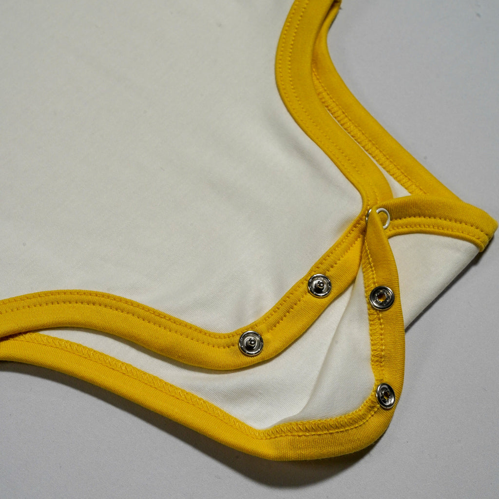 Long Sleeve Bodysuit in White with Misted Yellow