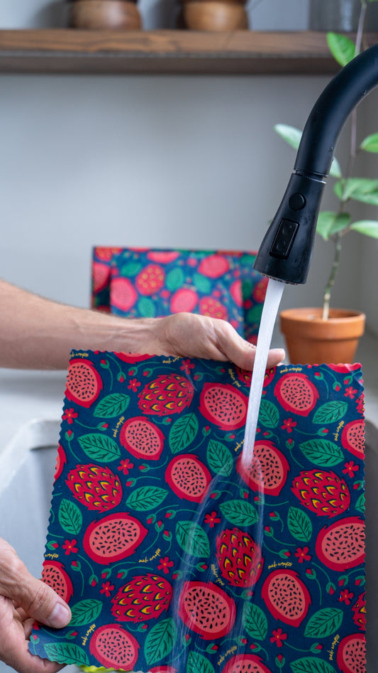 Beeswax Food Wrap - Dragonfruit Print - The Peony Haus