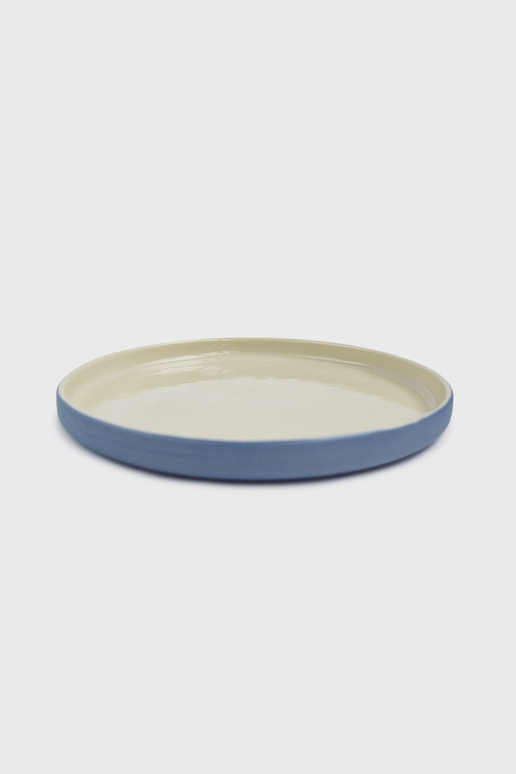 Handmade Porcelain Dinner Plates. Forget-me-not/Chocolate
