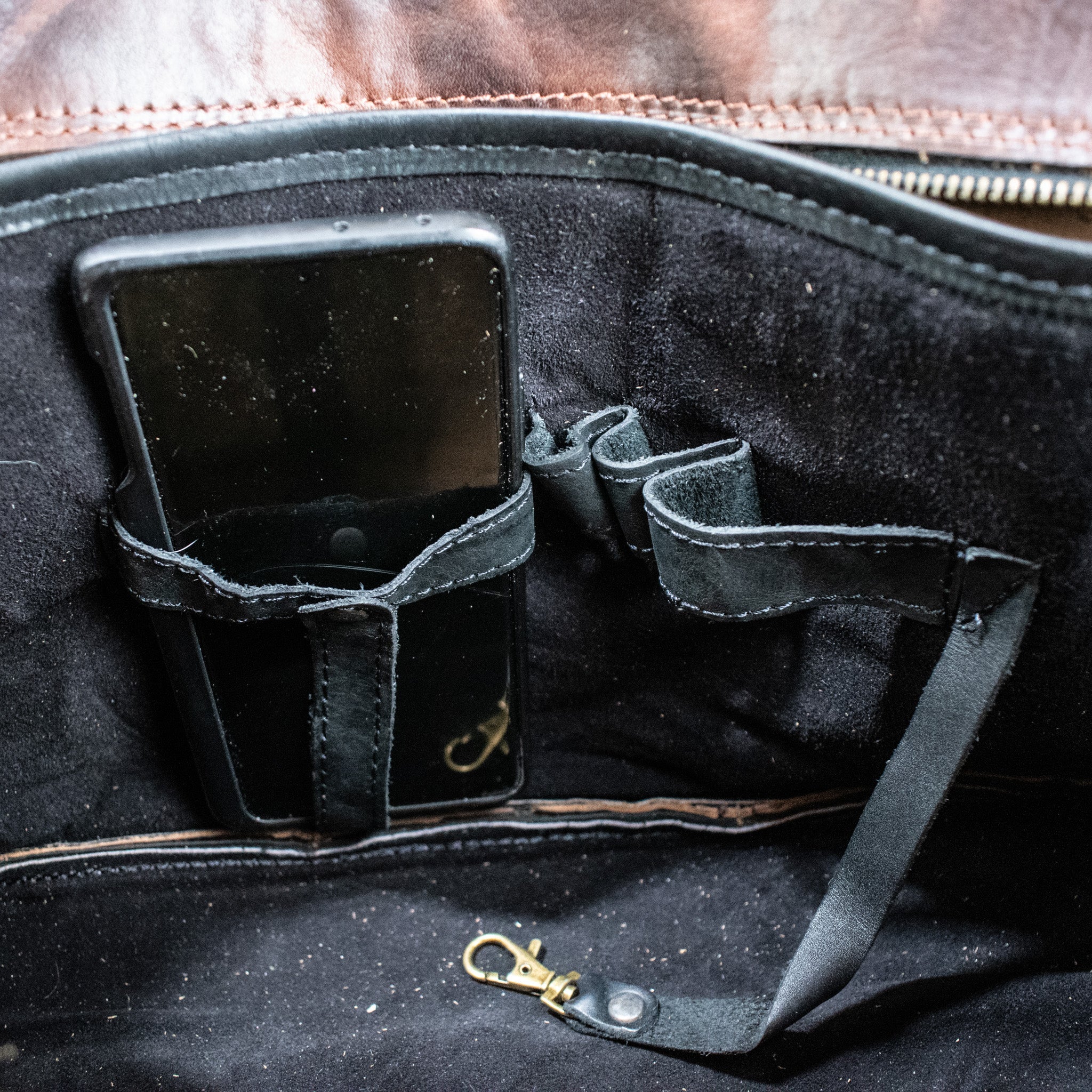 Leather Hide Laptop Bag- Rustic Merlot and Black (Buckles)