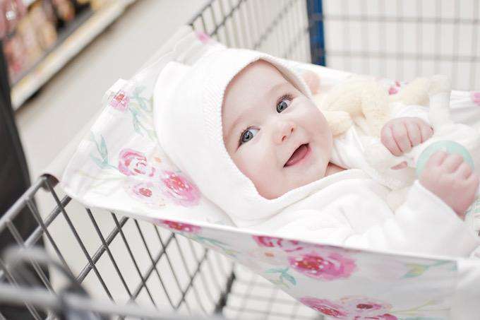 Baby Shopping Cart Hammock | Full Bloom Watercolor Floral Print - 97% cotton