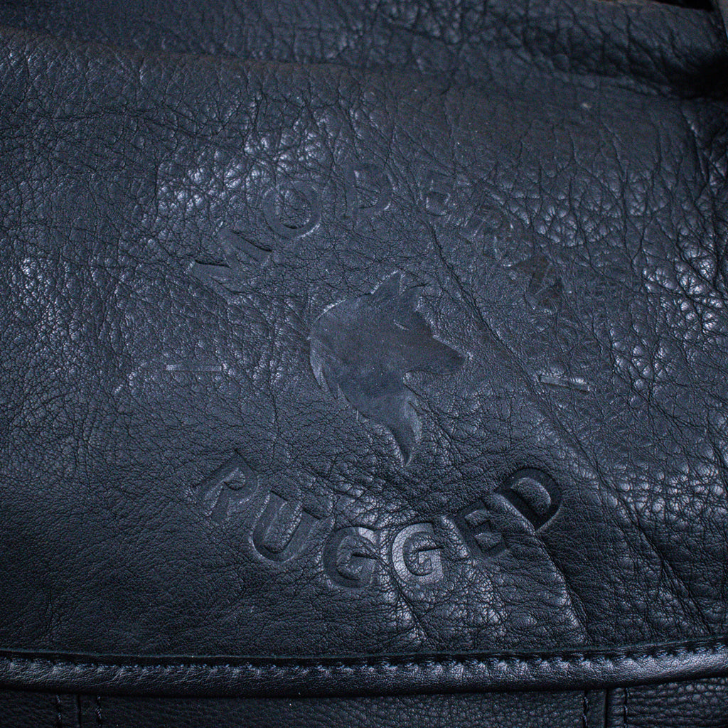 Leather Hide Laptop Bag- Black (Buckles)