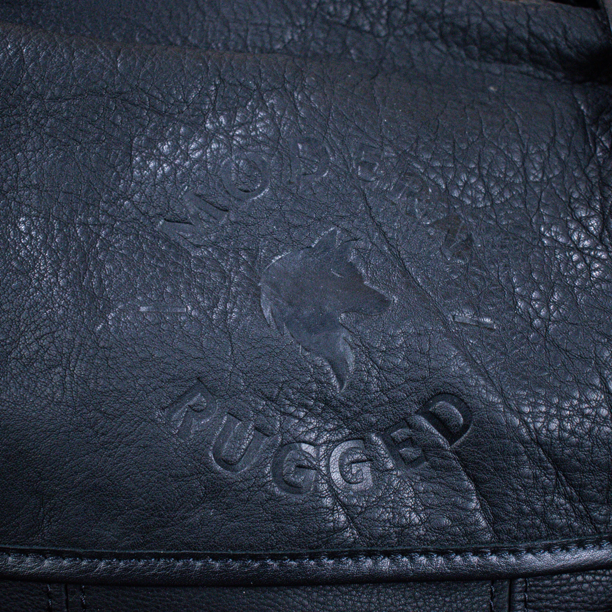 Leather Hide Laptop Bag- Black (Buckles)