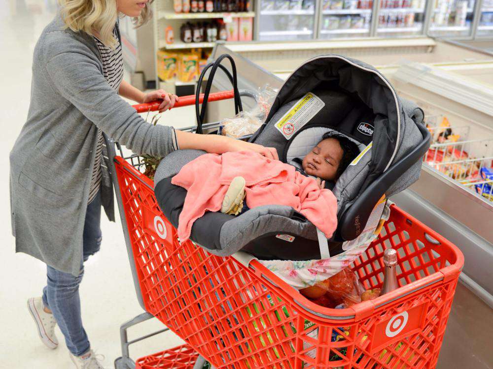 Baby Shopping Cart Hammock | Full Bloom Watercolor Floral Print - 97% cotton