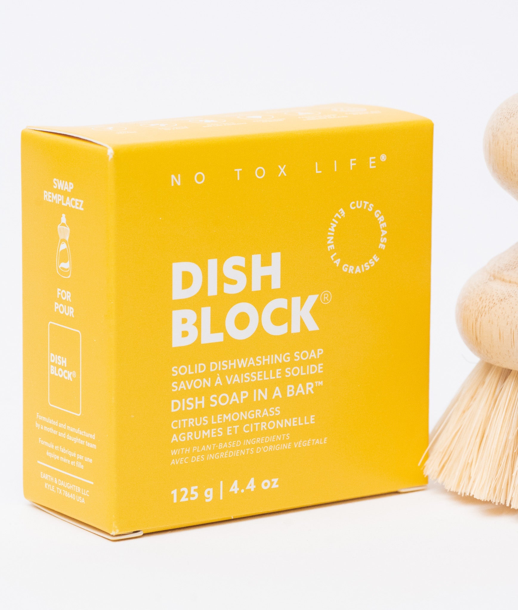 DISH BLOCK® solid dish soap - 4.4 oz (125g) bar - Citrus Lemongrass - No Tox Life®