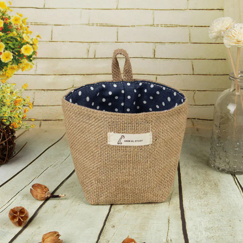 Cotton Linen Flower Pot Hanging Storage Bag