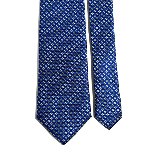 Royal Blue Micro-Geometric Silk Tie (Handmade in Italy) - The Peony Haus