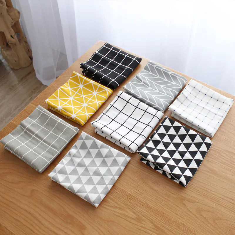 European Style Plaid Cotton-Linen Square Placemats