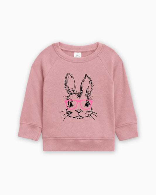 Easter Bunny With Pink Glasses Organic Cotton Baby toddler Pullover