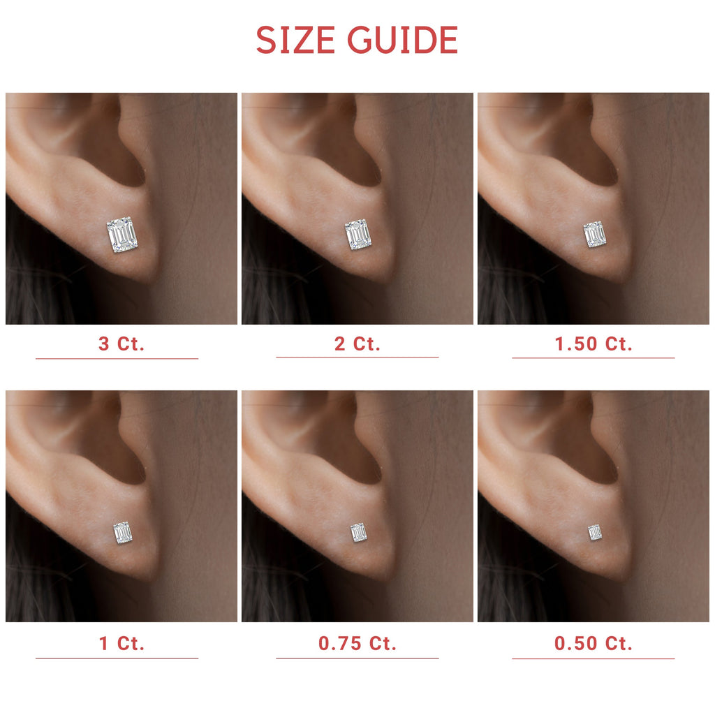 Emerald Cut Diamond Stud Earrings