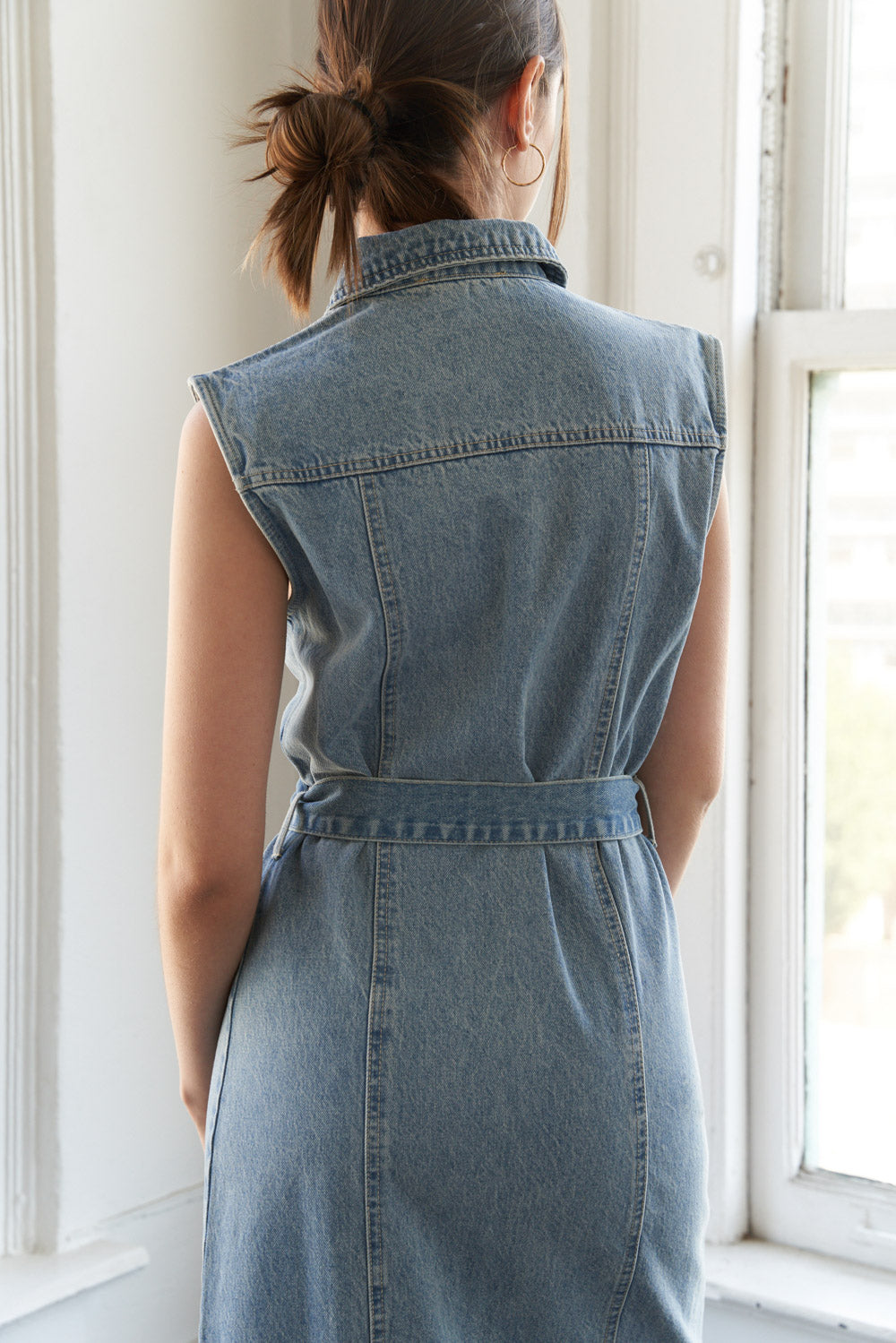 JUST FOLLOW ME DENIM MIDI DRESS - 90% Cotton
