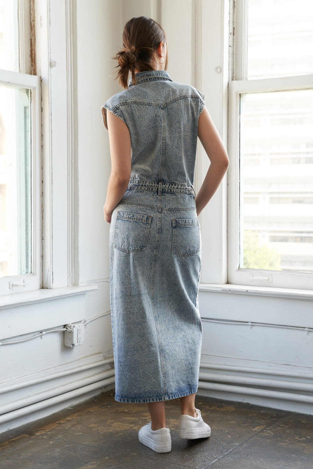 WILDFLOWER WHIMSY DENIM MIDI DRESS - 90% Cotton