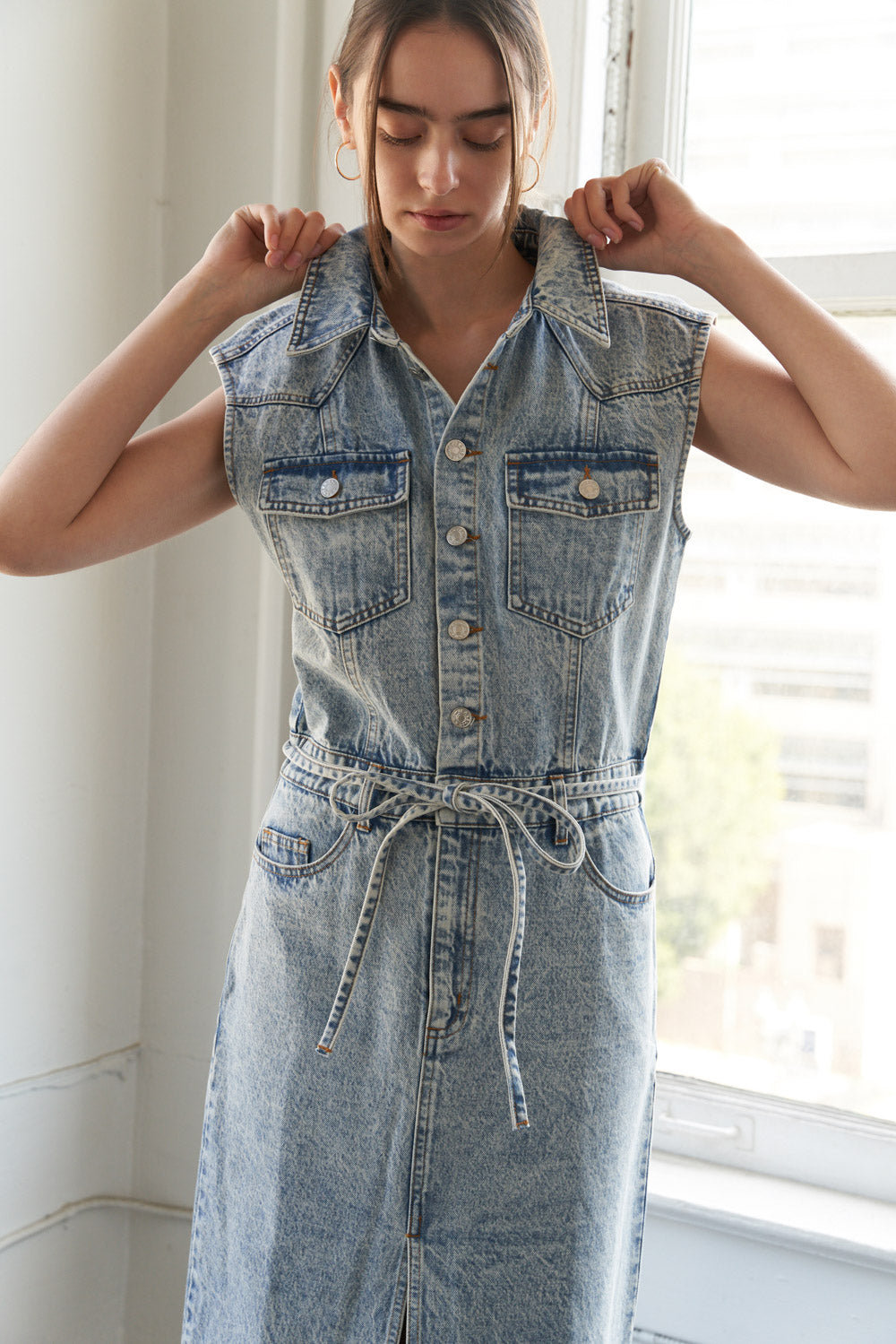 WILDFLOWER WHIMSY DENIM MIDI DRESS - 90% Cotton