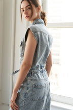WILDFLOWER WHIMSY DENIM MIDI DRESS - 90% Cotton