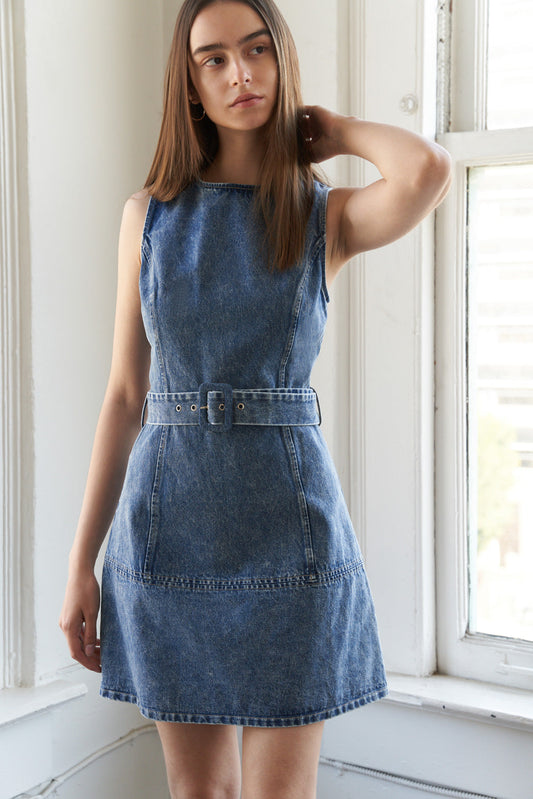 TURN A NEW LEAF MINI DRESS - 92% Cotton