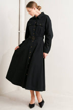 CHARMING DECISION WOVEN MIDI DRESS