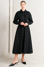 CHARMING DECISION WOVEN MIDI DRESS