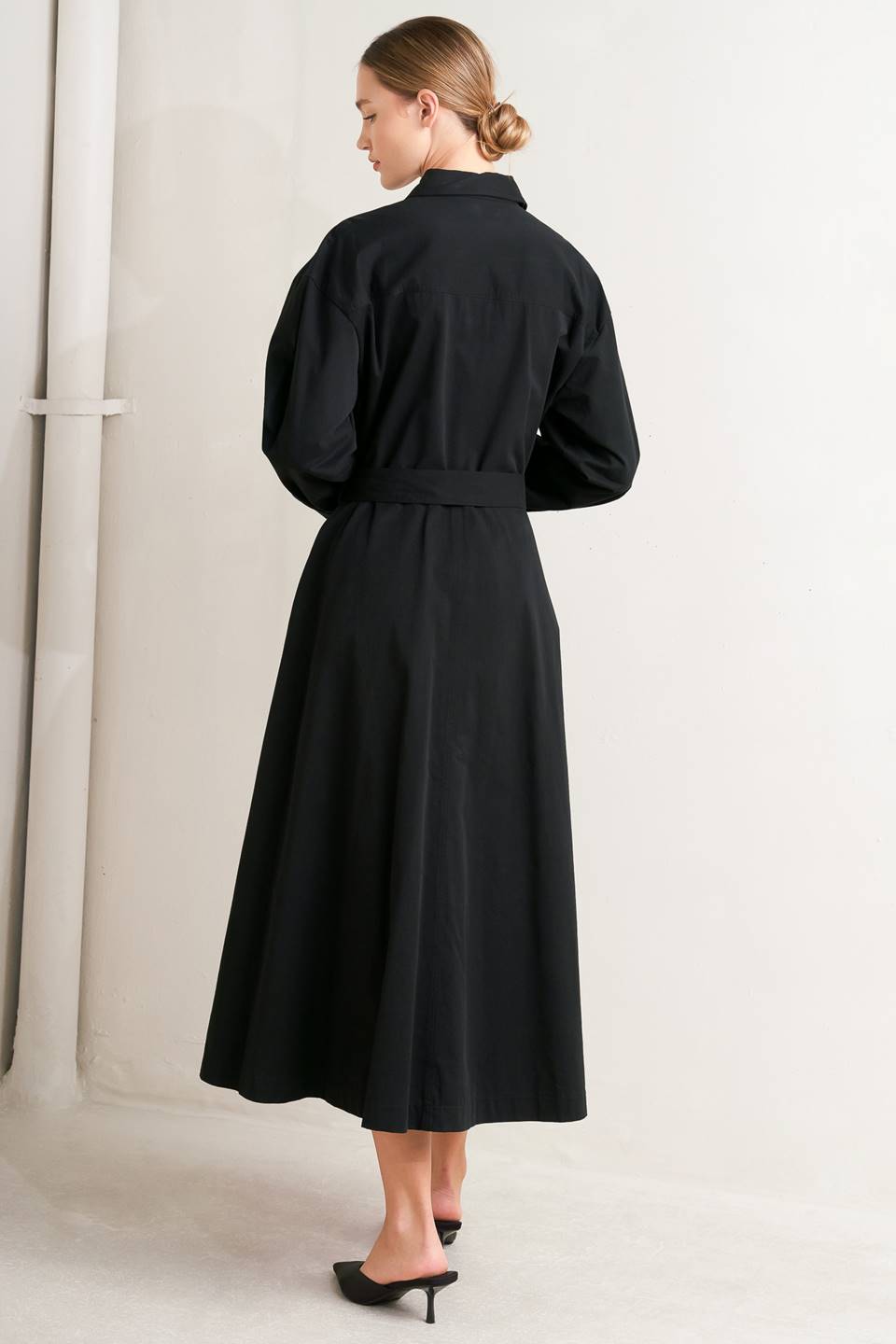 CHARMING DECISION WOVEN MIDI DRESS