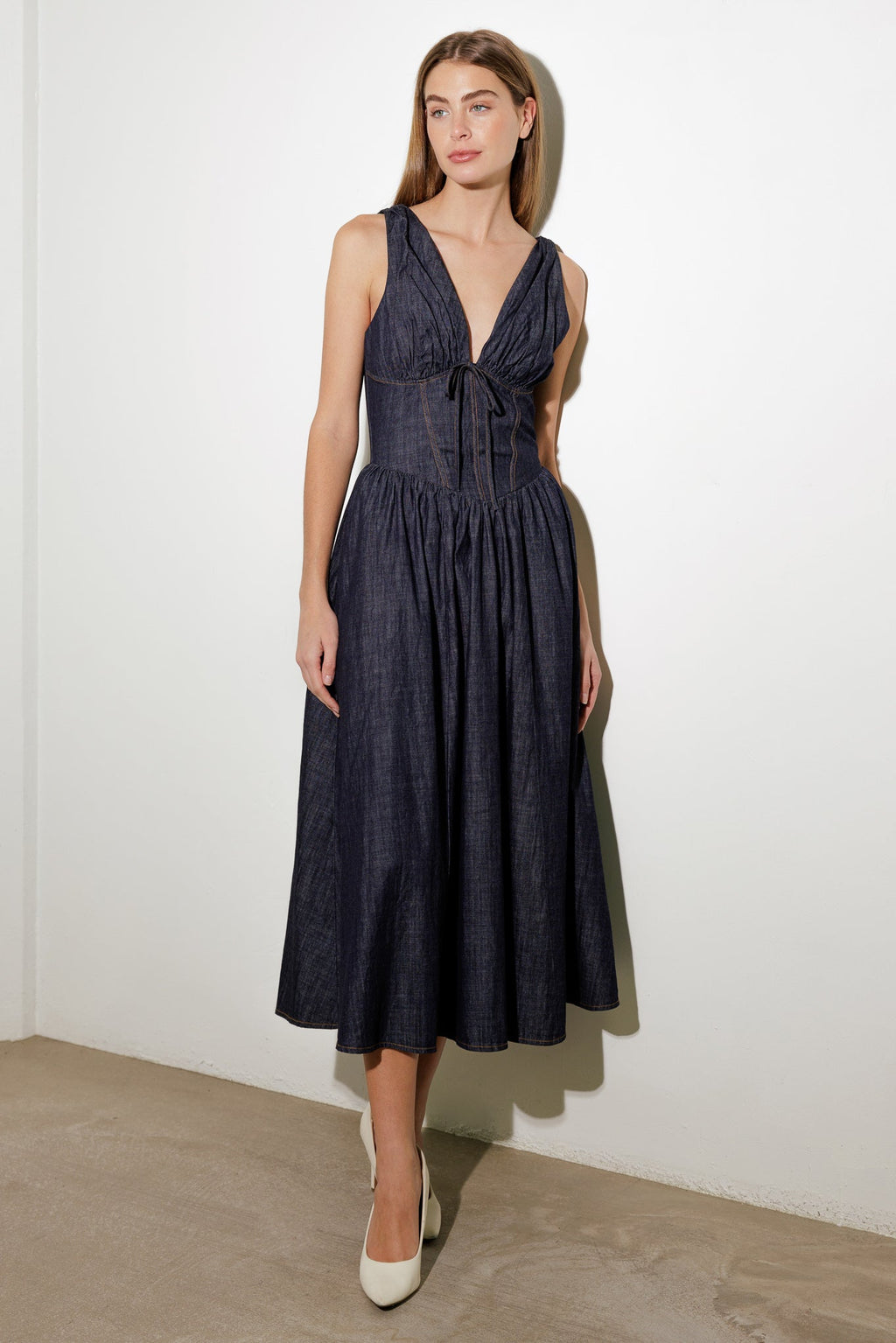 RUSTIC DREAM WOVEN MIDI DRESS - 90% Cotton