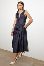 RUSTIC DREAM WOVEN MIDI DRESS - 90% Cotton