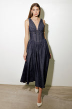 RUSTIC DREAM WOVEN MIDI DRESS - 90% Cotton