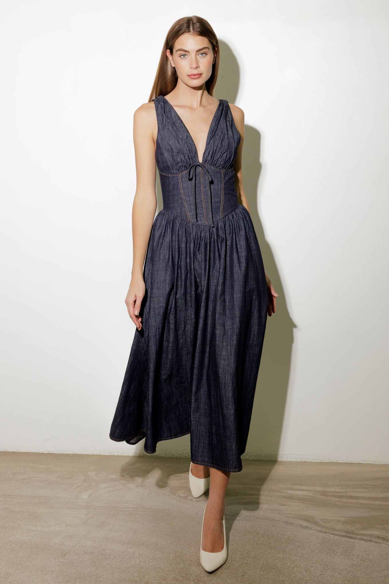 RUSTIC DREAM WOVEN MIDI DRESS - 90% Cotton