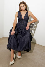 RUSTIC DREAM WOVEN MIDI DRESS - 90% Cotton
