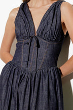 RUSTIC DREAM WOVEN MIDI DRESS - 90% Cotton