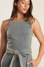 A DAY AT THE VINEYARD DENIM MIDI DRESS - 99% Cotton