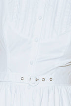 NUE EASE WHITE WOVEN MDI DRESS