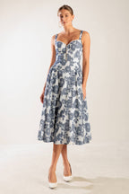 EXPLORING NEW INTERESTS WOVEN MIDI DRESS - 90% Cotton