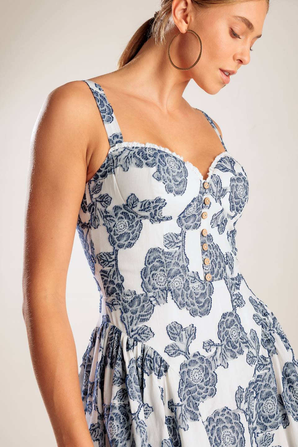 EXPLORING NEW INTERESTS WOVEN MIDI DRESS - 90% Cotton