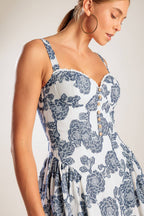EXPLORING NEW INTERESTS WOVEN MIDI DRESS - 90% Cotton
