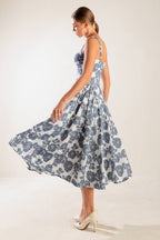 EXPLORING NEW INTERESTS WOVEN MIDI DRESS - 90% Cotton