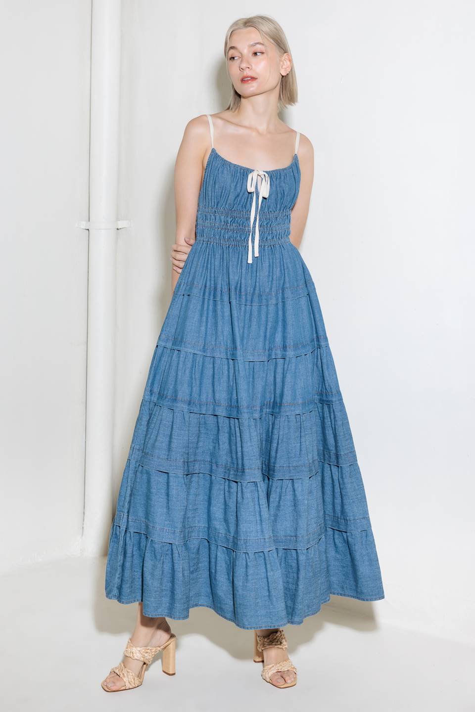 ETERNAL DESIRE DENIM MIDI DRESS - 90% Cotton
