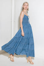 ETERNAL DESIRE DENIM MIDI DRESS - 90% Cotton