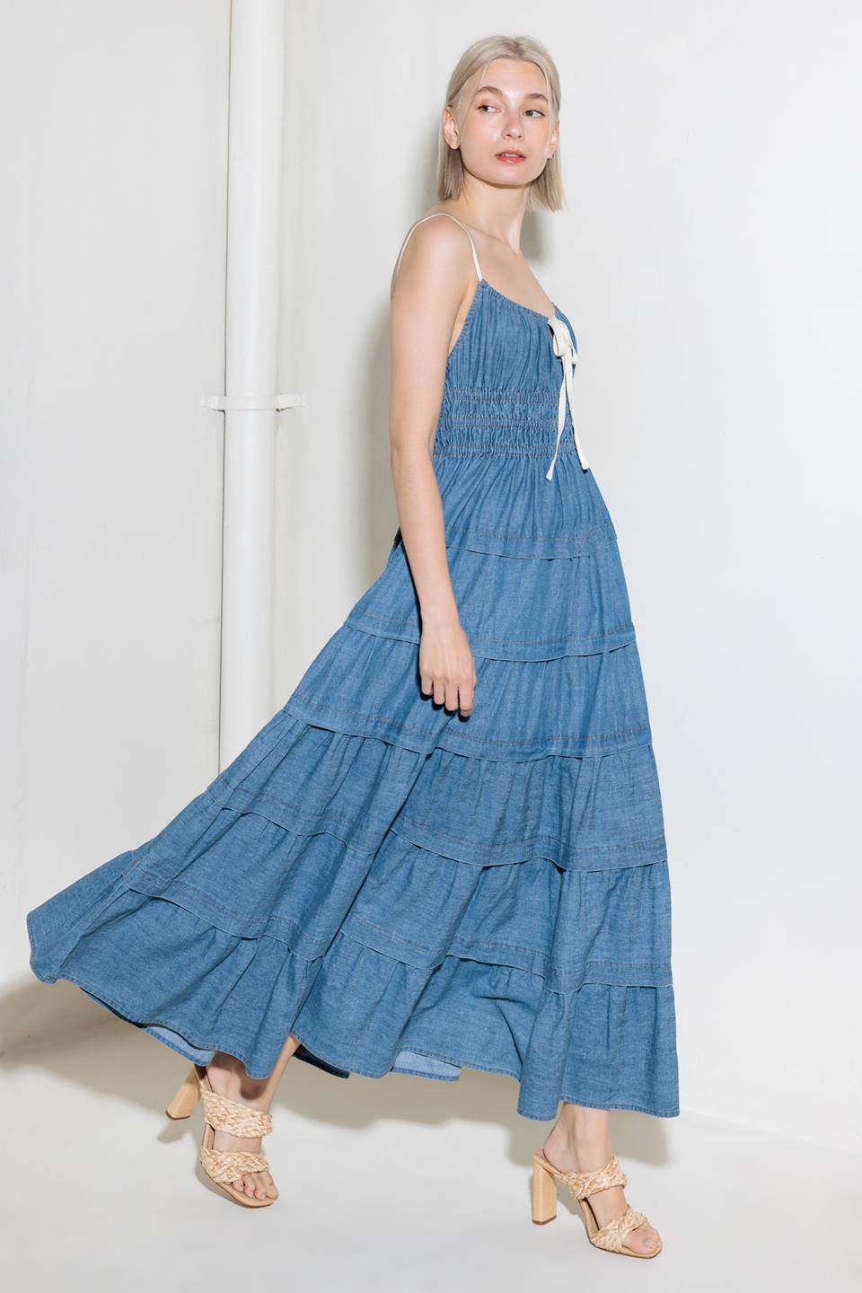 ETERNAL DESIRE DENIM MIDI DRESS - 90% Cotton