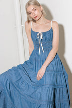 ETERNAL DESIRE DENIM MIDI DRESS - 90% Cotton