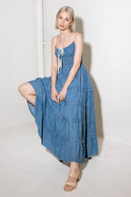 ETERNAL DESIRE DENIM MIDI DRESS - 90% Cotton